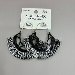 Sugarfix by Baublebar Hoop Fringe Earrings Black White Nickel Free